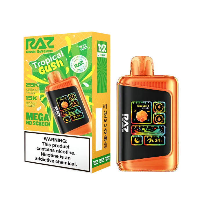 Tropical Gush Raz LTX 25K (Gush Edition) disposable vape packaging