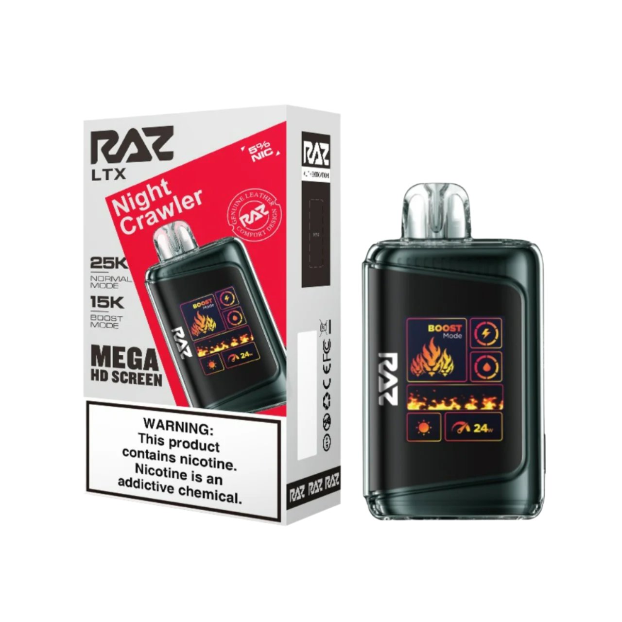 Night Crawler Raz LTX 25K disposable vape packaging