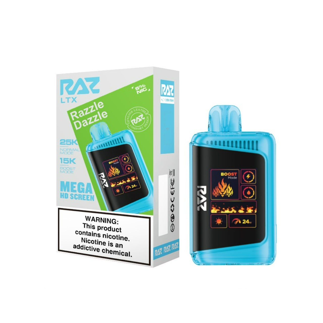 Razzle Dazzle Raz LTX 25K disposable vape packaging