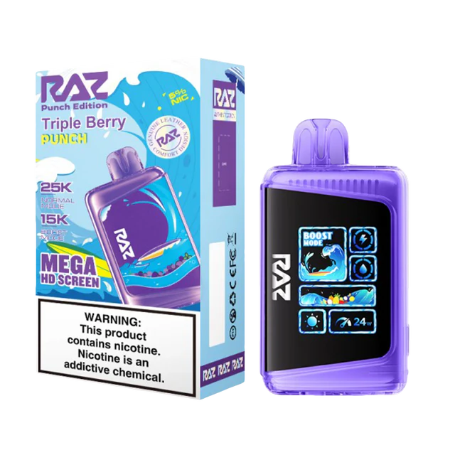 Triple Berry Punch Raz LTX 25K (Punch Edition) disposable vape packaging