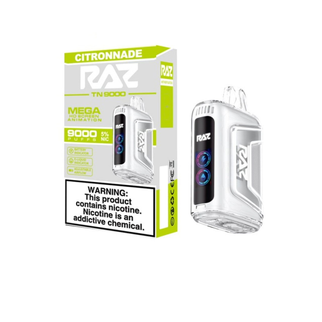 Citronnade Raz TN9000 disposable vape packaging
