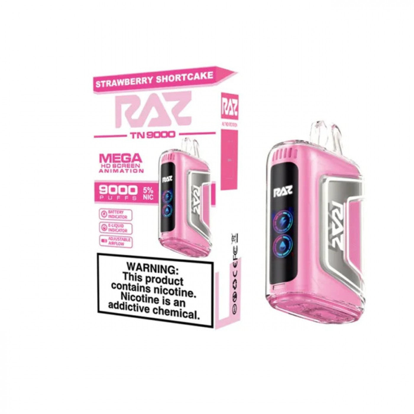 Strawberry Shortcake Raz TN9000 disposable vape packaging