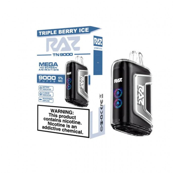 Triple Berry Ice Raz TN9000 disposable vape packaging