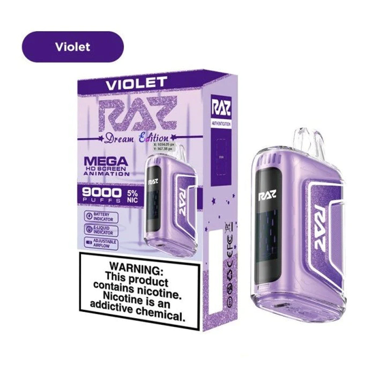 Violet Raz TN9000 disposable vape packaging