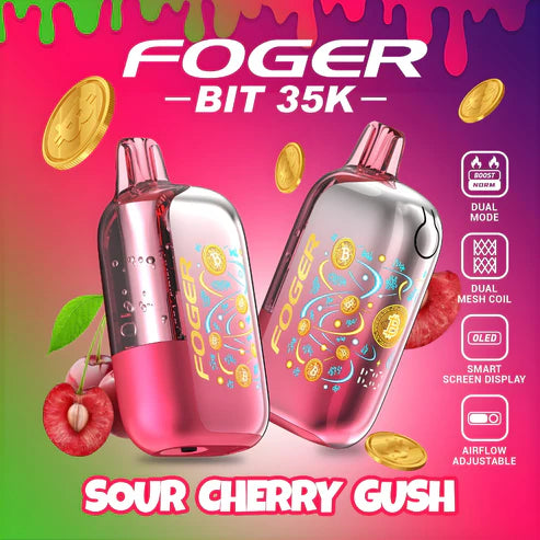 Foger Bit 35K Sour Cherry Gush Disposable Vape - Black Coral