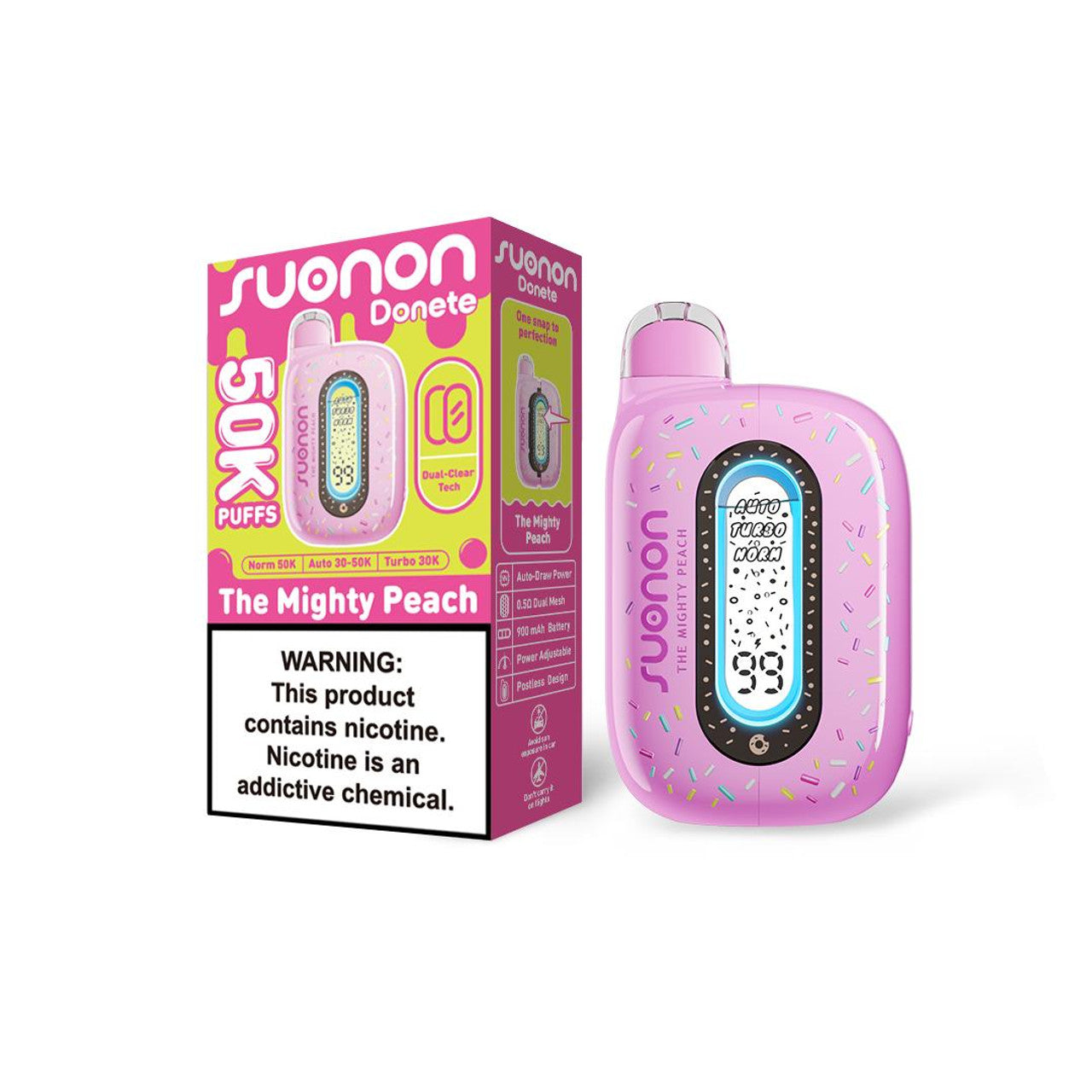 The Mighty Peach Suonon Donete 50K Disposable Vape Packaging 