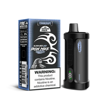 Crangrape Tyson 2.0 Iron Mike disposable vape packaging 