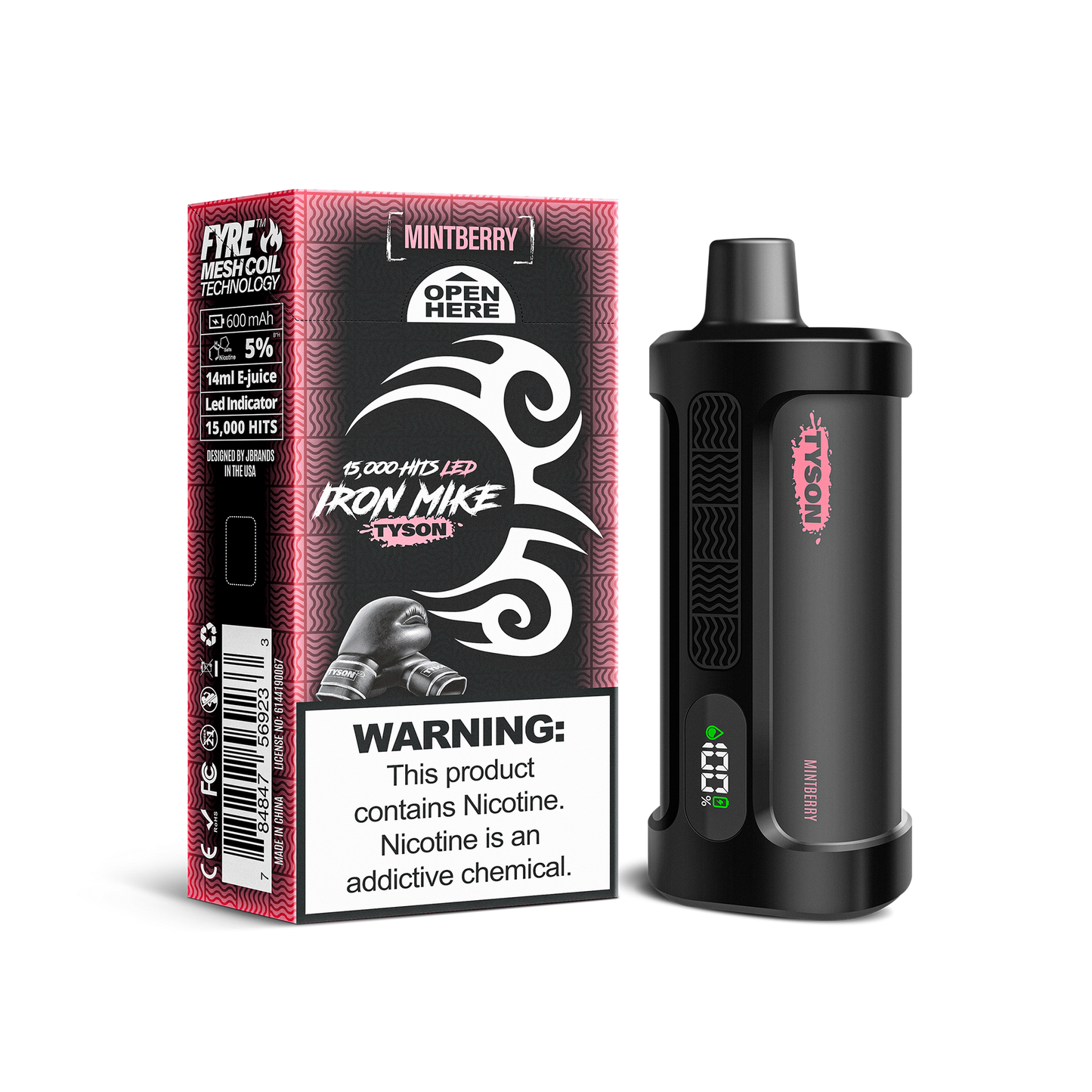 Mintberry Tyson 2.0 Iron Mike disposable vape packaging 