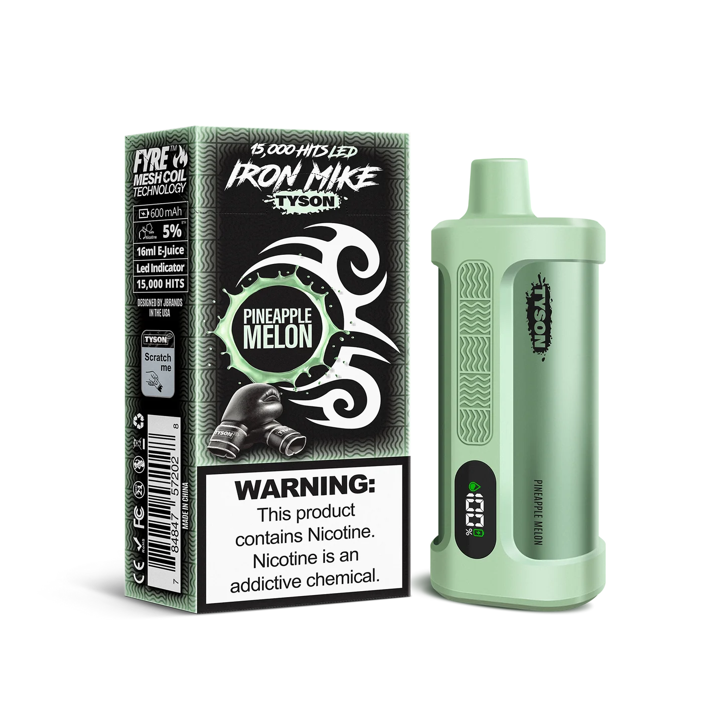 Pineapple Melon Tyson 2.0 Iron Mike disposable vape packaging 