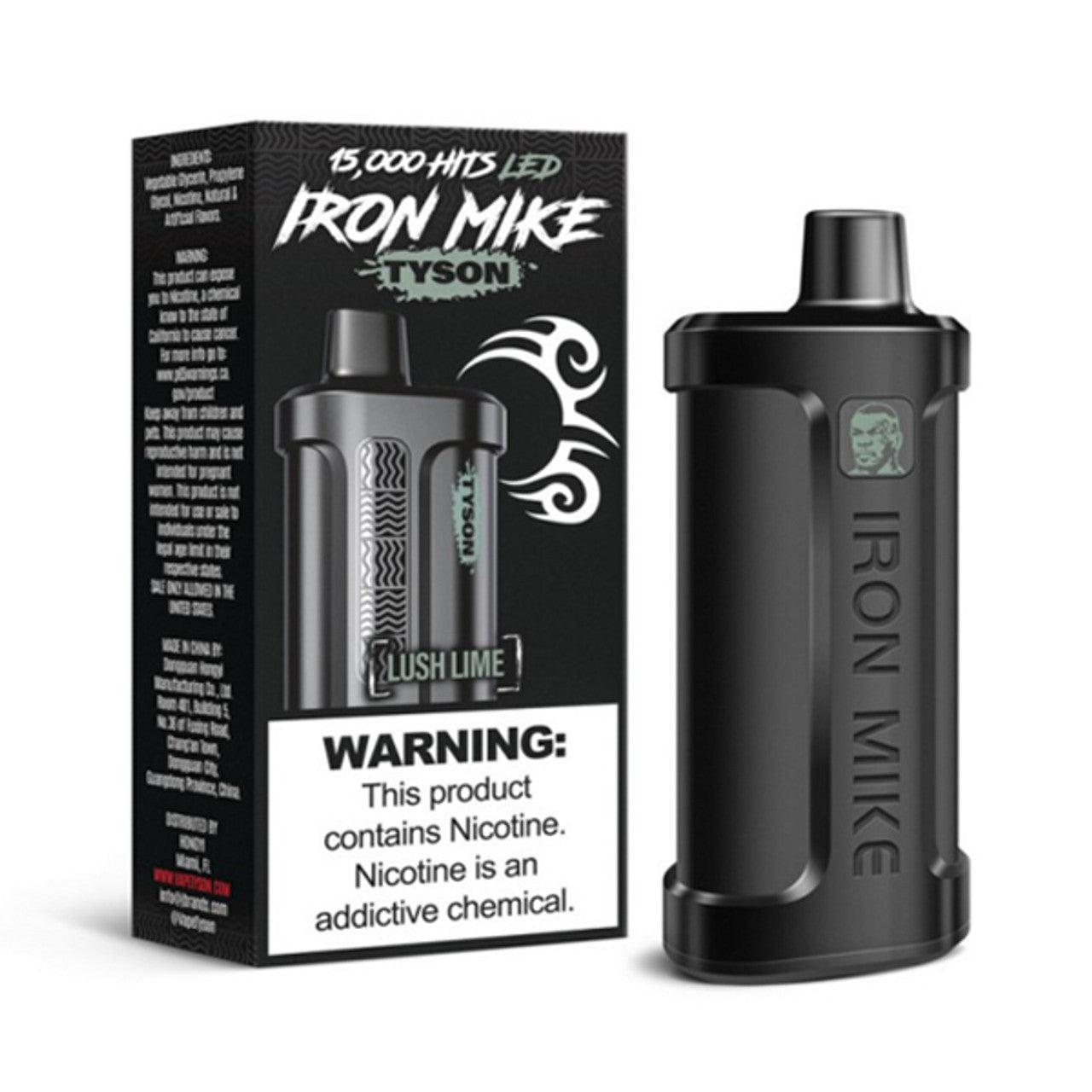 Lush Lime Tyson 2.0 Iron Mike disposable vape packaging