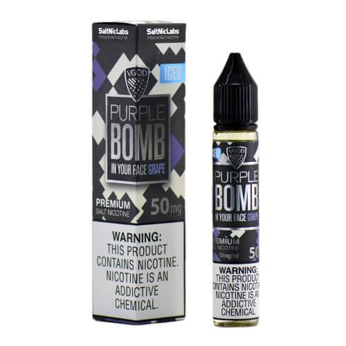 Iced Purple Bomb VGOD SaltNic Labs 50mg E-Liquid packaging