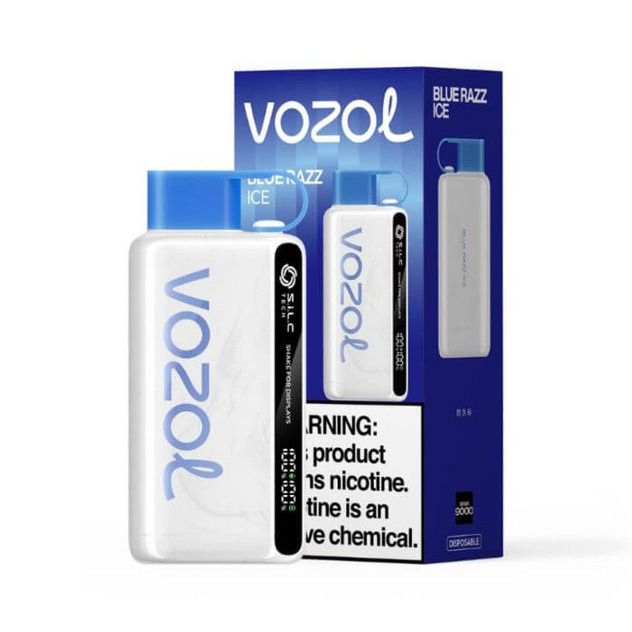 Blue Razz Ice Vozol Star 9000 disposable vape packaging